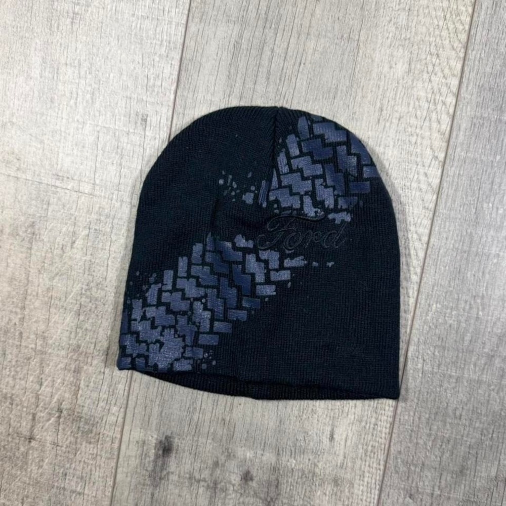 Vintage 2000s navy blue ford skully beanie